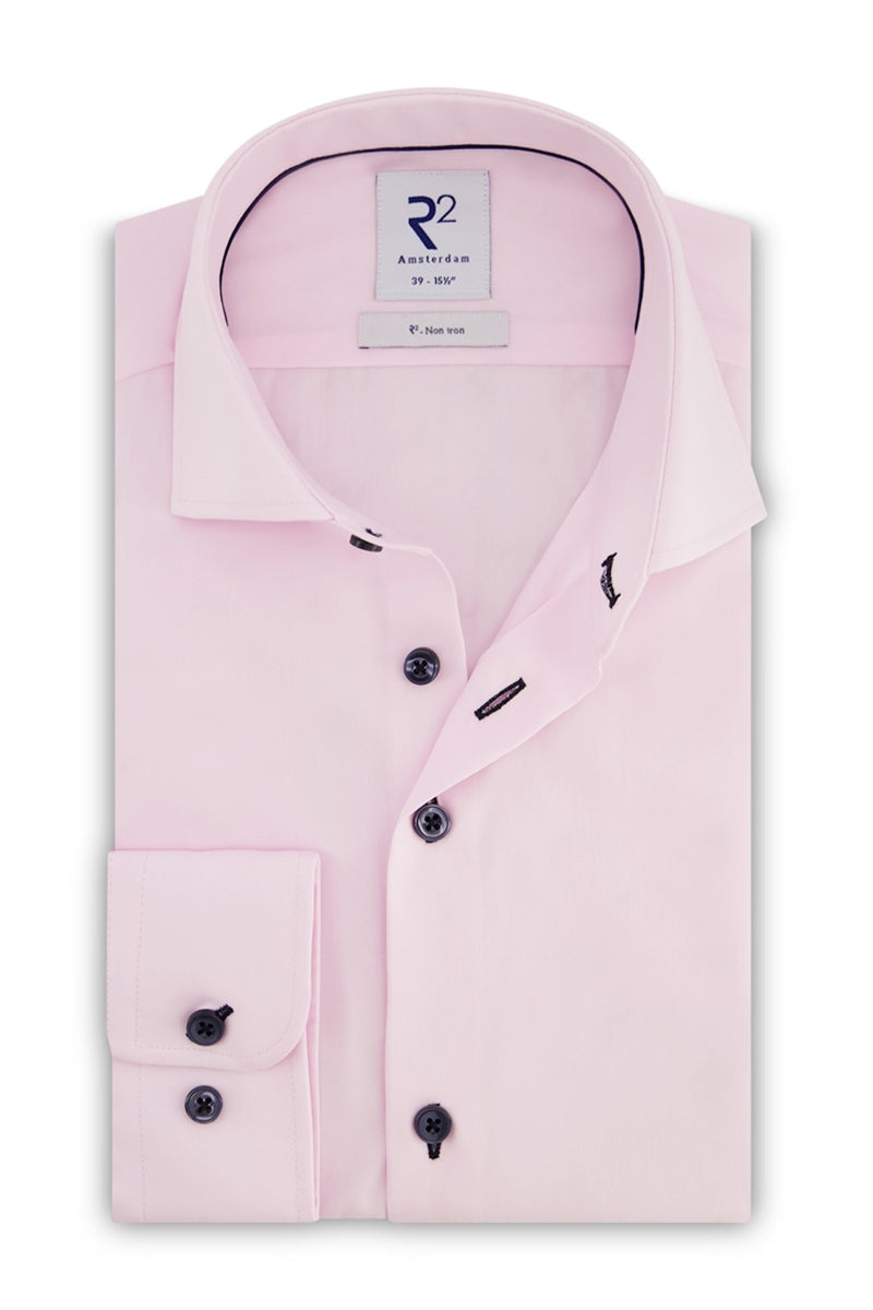 Direct From Brand,R2 Amsterdam, R2 Amsterdam Pink Non-iron Cotton Shirt, Pink, Extra Large-48-Tag42