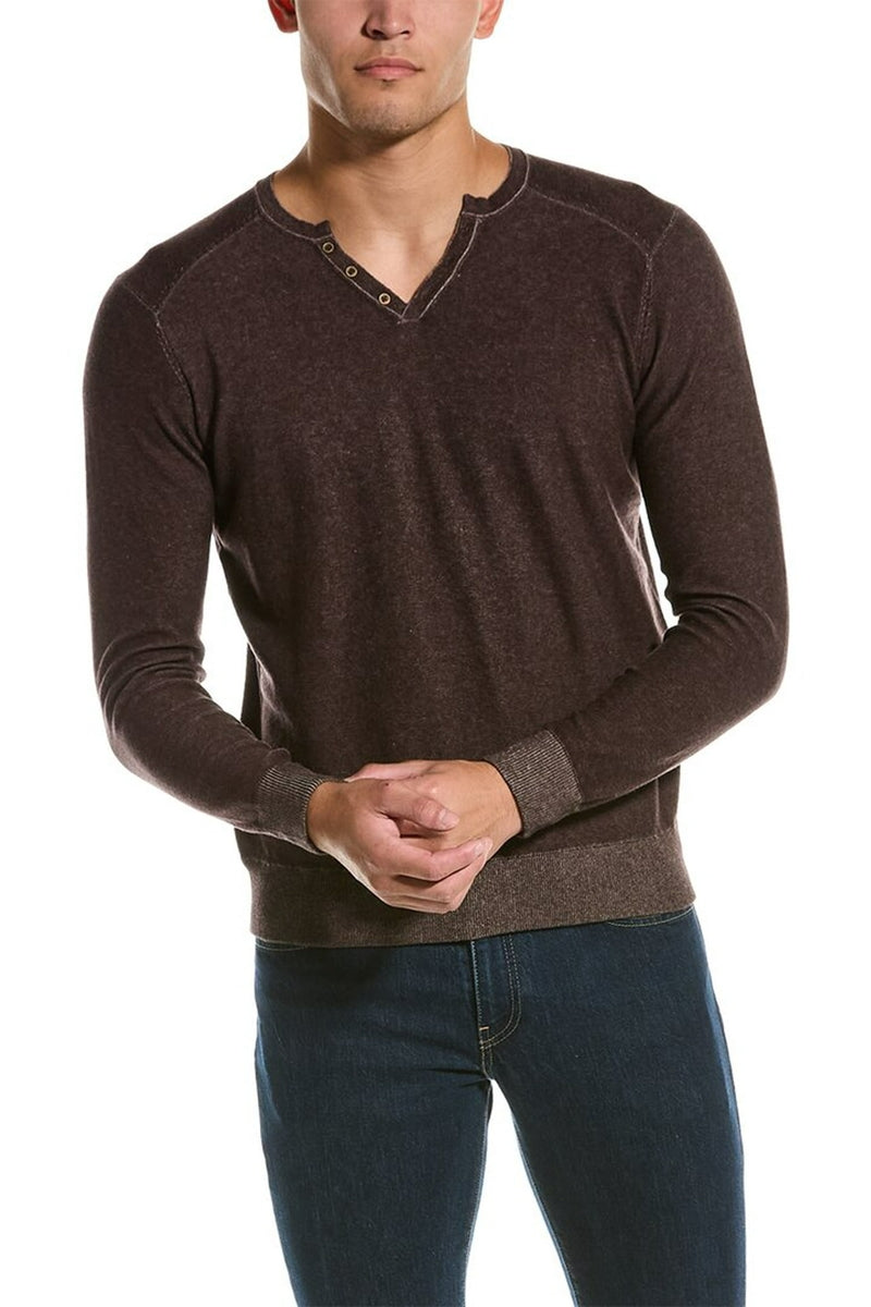 Raffi Brown Reversible Ribbed Trim Henley