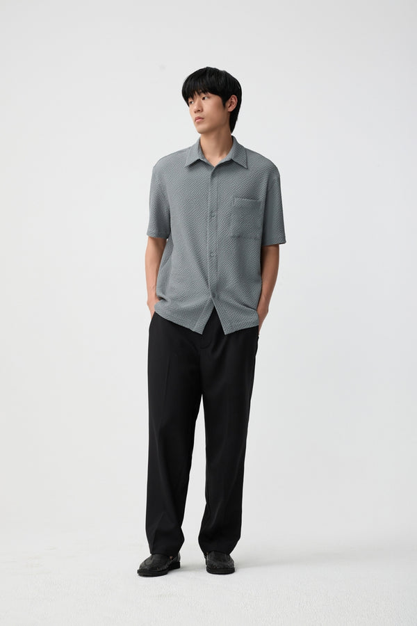 FYNE Grey Seersucker Stretch Moisture Absorption Shirt