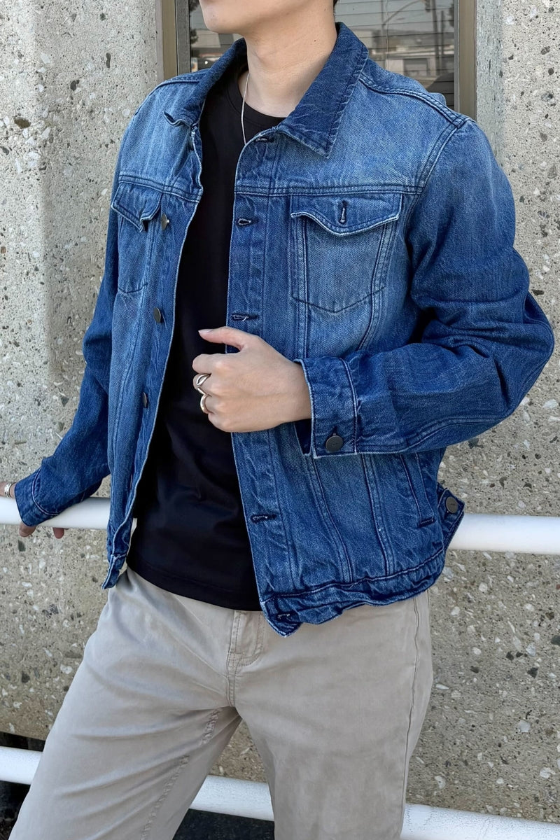 Wholesale,Brisk, Brisk Dark Wash Classic Denim Jacket, Blue, Medium-42-TagL