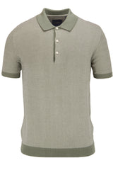 Guide London Green/Stone 2 Tone Jacquard Knit Short Sleeve Polo