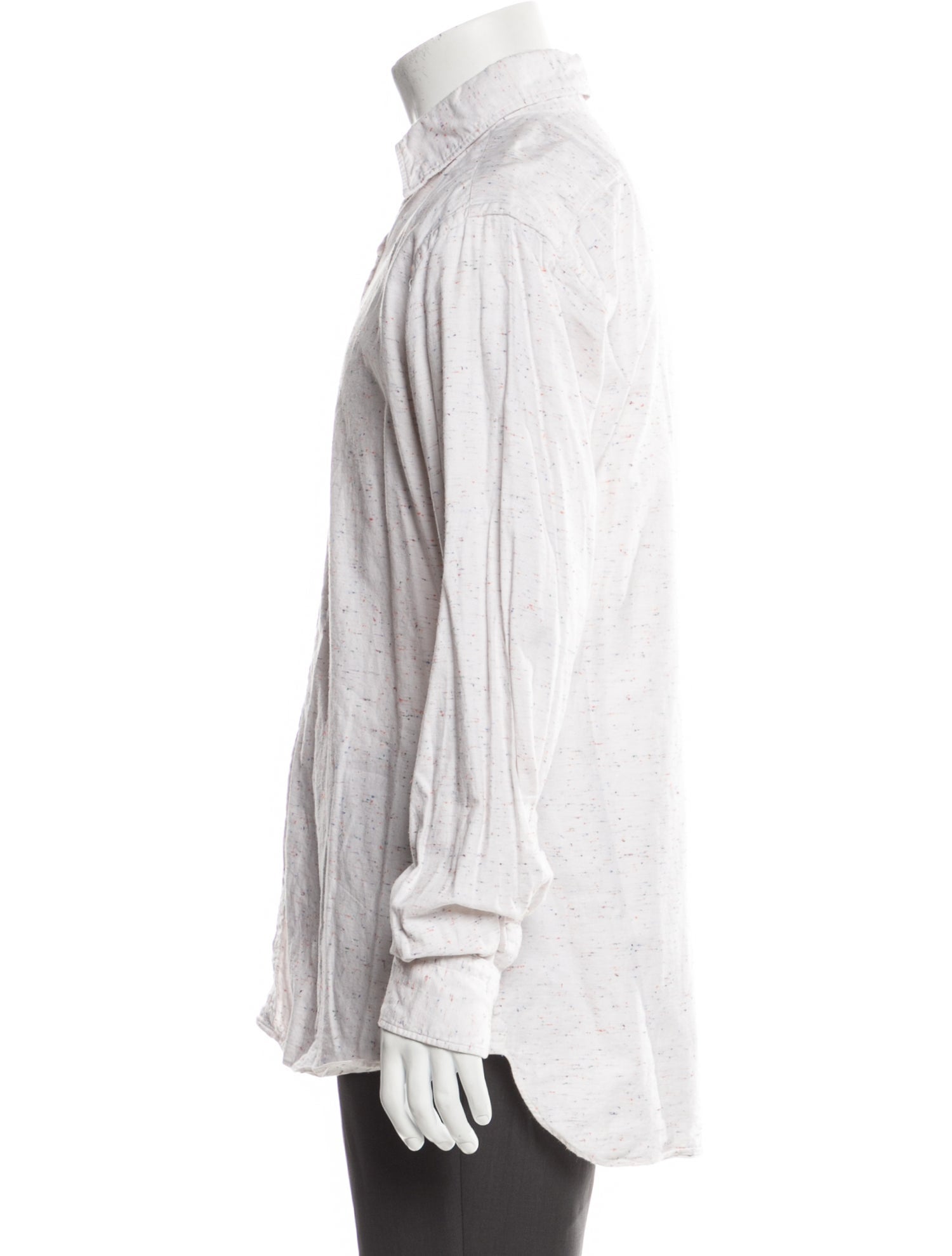 RealReal,Ovadia & Sons, Ovadia & Sons White Embroidered Accent & Wing Collar Long Sleeve Dress Shirt, White, Large-46-TagXL