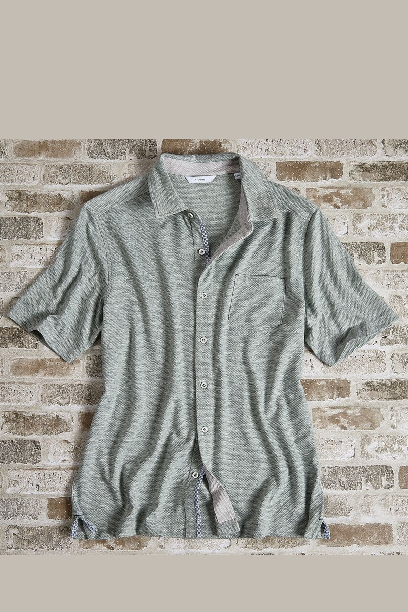Wholesale,Nicoby Age of Wisdom, Nicoby Age of Wisdom Green Honeycomb Knit Textured Shirt, Green, Extra Large-48-TagXL