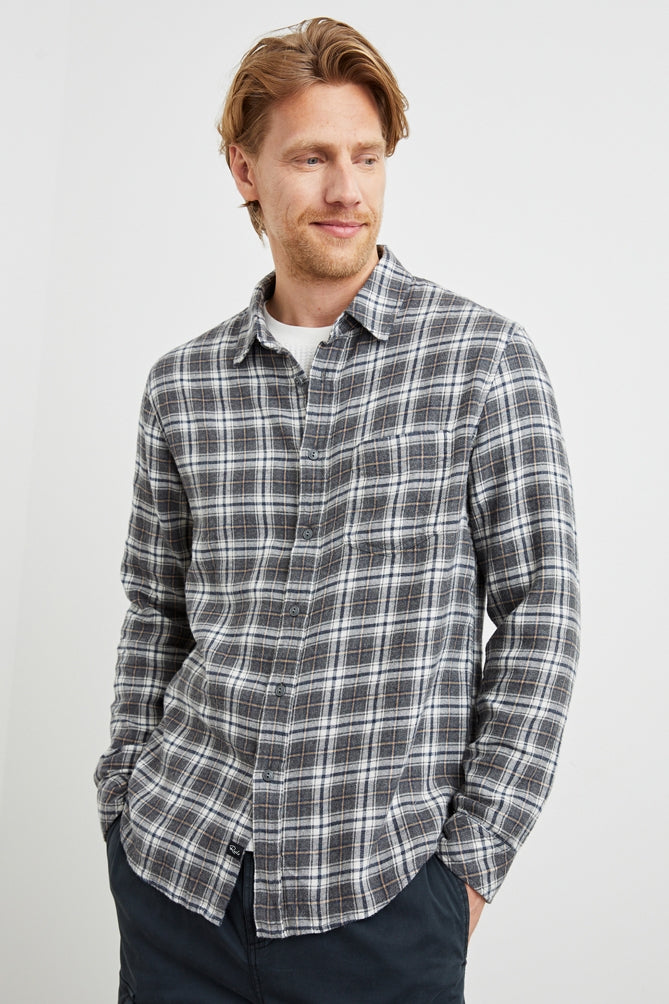 Wholesale,Rails, Rails Grey/Oak Brushed Plaid Shirt, Grey, Small-42-TagSMedium-44-TagMLarge-46-TagLExtra Large-49-TagXL