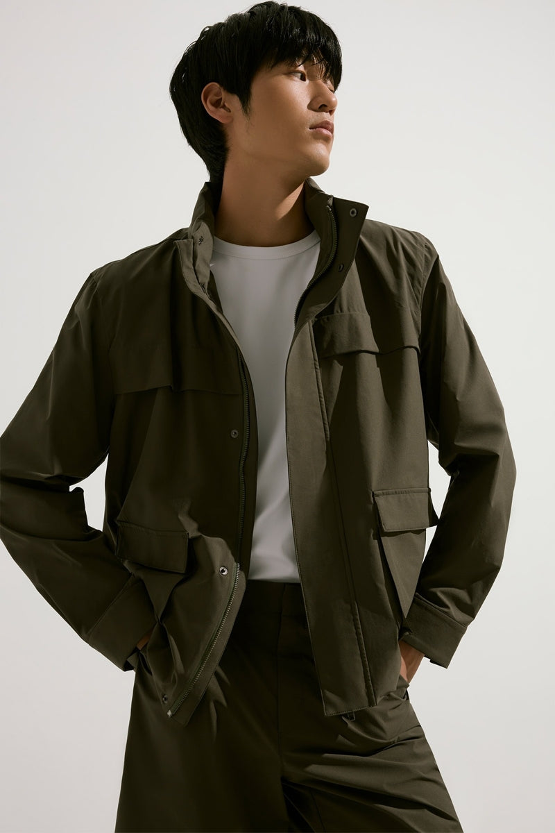 Direct From Brand,FYNE, FYNE Olive Water-Repellent Windbreaker Jacket, Green, Medium-45-TagM