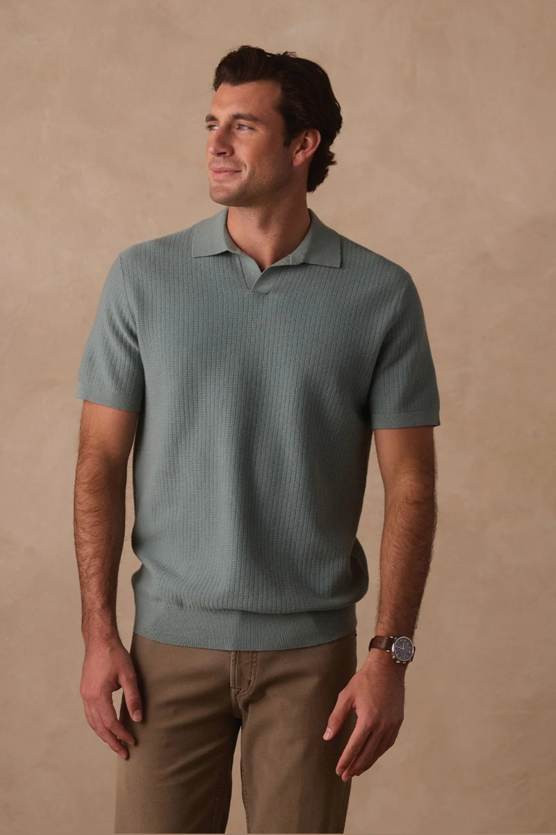 Wholesale,The Normal Brand, The Normal Brand Juniper Waffle Knit Polo, Green, Large-45-TagL