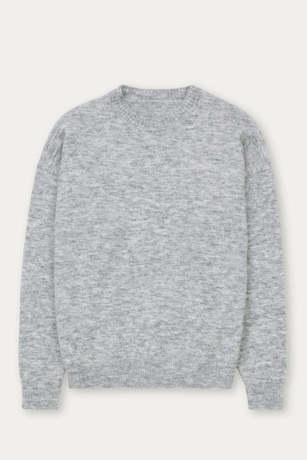 Kuwalla Light Grey Brushed Knit Crewneck Sweater