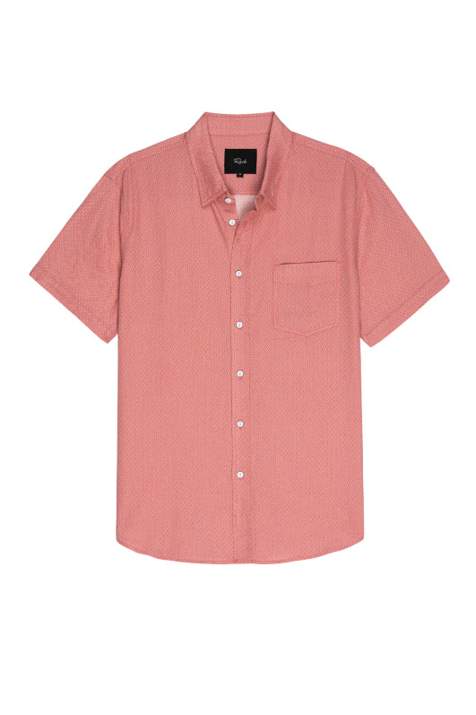 Wholesale,Rails, Rails Khaki Red Geo Print Short Sleeve Linen Blend Shirt, Red, Medium-43-TagM