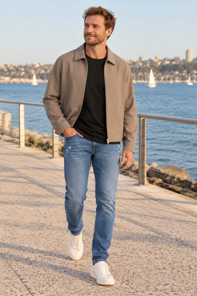 Wholesale,INDUSTRIE AUSTRALIA, INDUSTRIE AUSTRALIA Taupe Bomber Jacket, Tan, Small-45-TagSMedium-47-TagMLarge-49-TagLExtra Large-51-TagXLExtra Extra Large-53-TagXXL