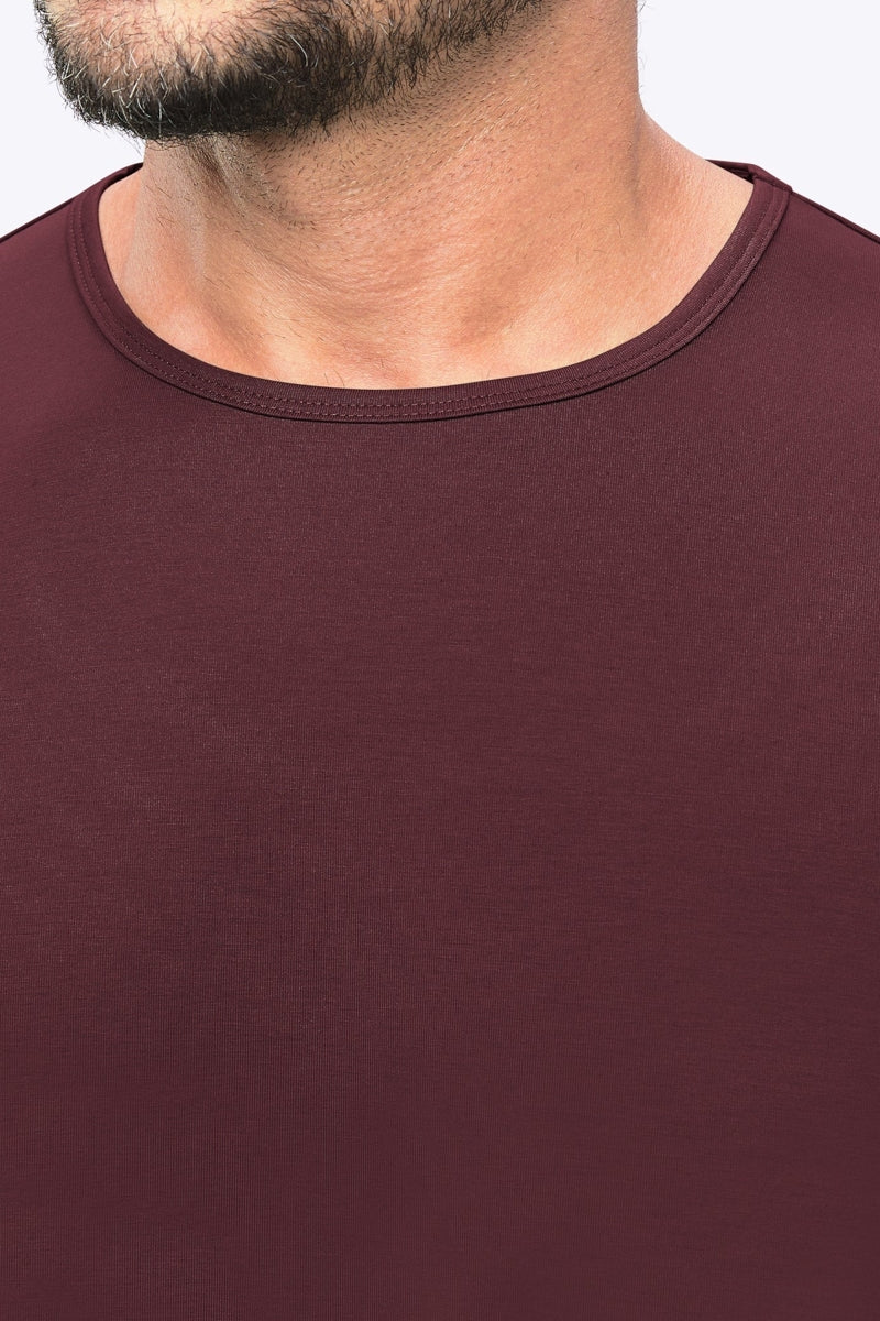 Wholesale,CUTS, CUTS Deep Cranberry Curve-Hem Buttery Soft Tee, Red, Large-43-TagL