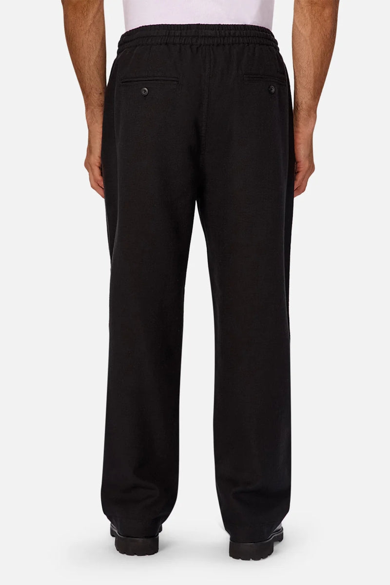 Wholesale,Industrie Clothing, INDUSTRIE AUSTRALIA Black Textured Relaxed Fit Pleated Pants, Black, 28W-30L-TagS