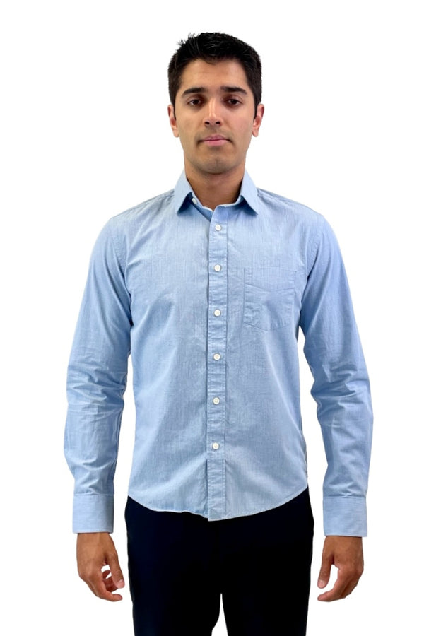 UNTUCKit Blue Check Long Sleeve Dress Shirt