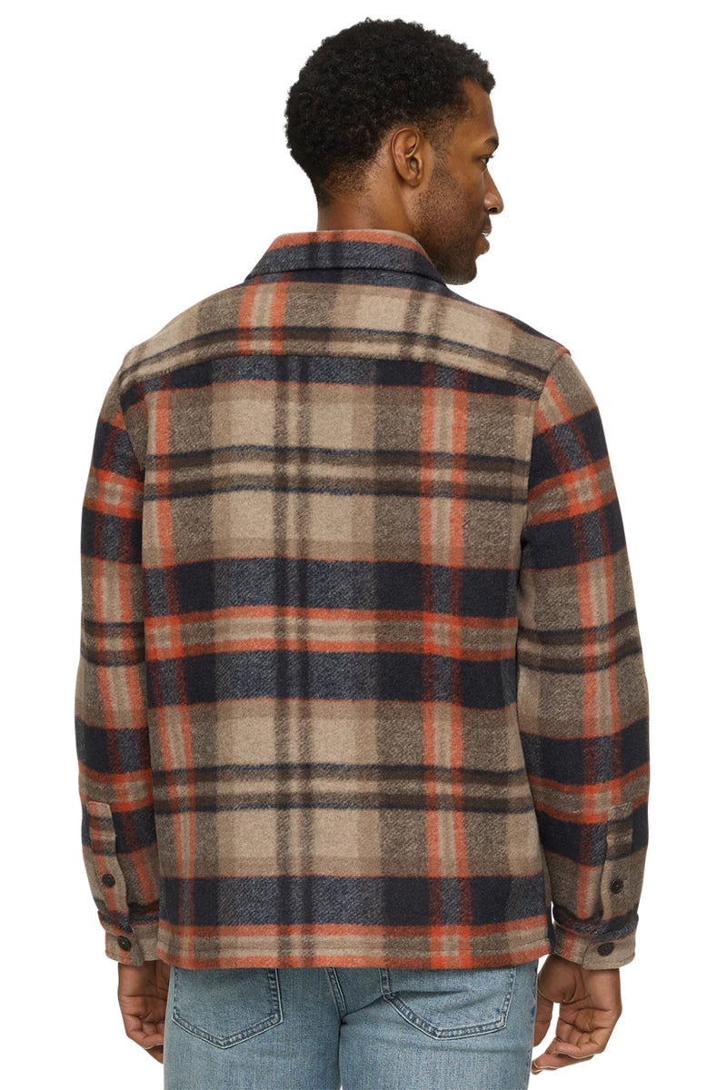 Wholesale,Flag & Anthem, Flag & Anthem Oatmeal/Navy Brushed Plaid Shacket, Tan, Extra Extra Large-58-TagXXL