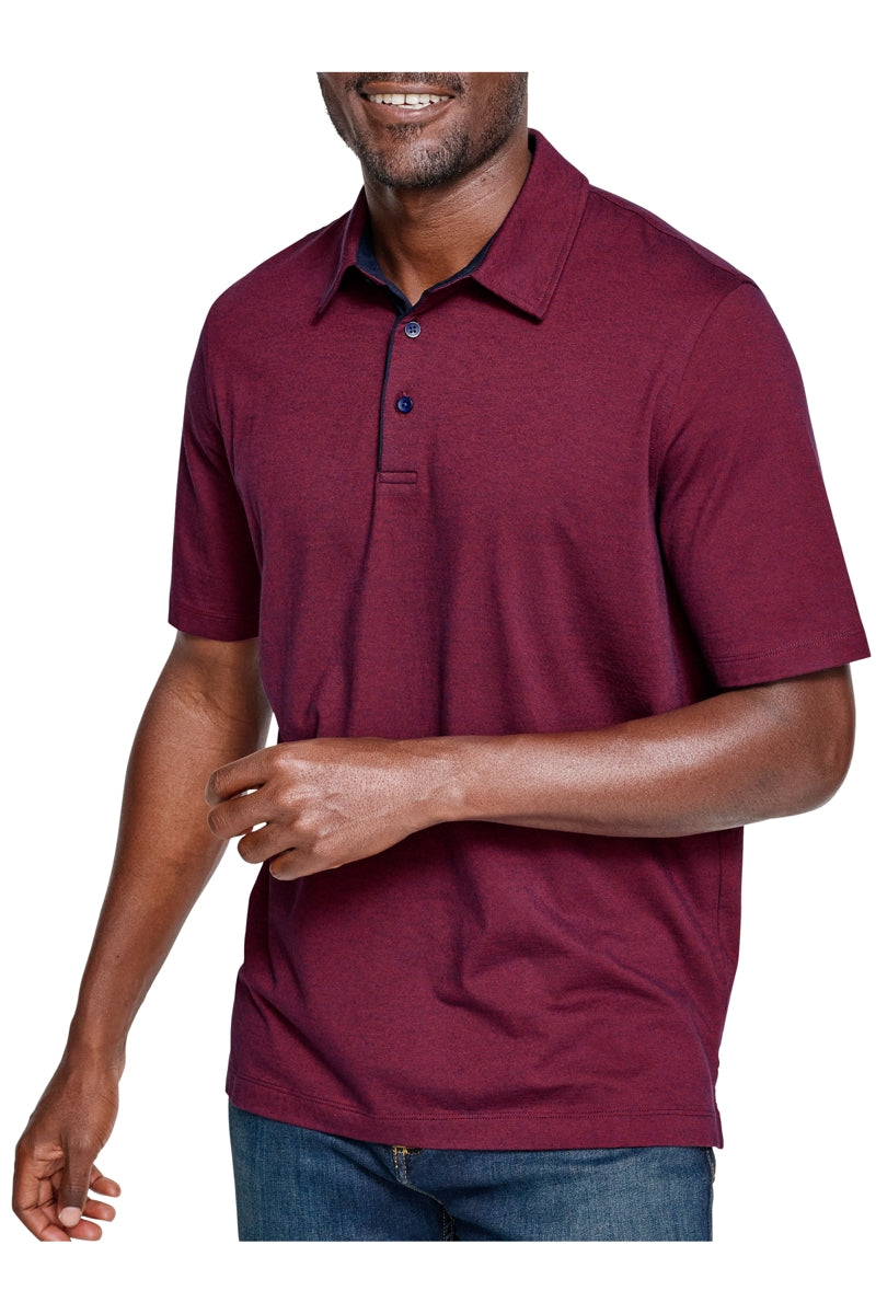 Wholesale,Johnston & Murphy, Johnston & Murphy Burgundy/Navy Pima Cotton Fine Stripe Polo, Red, Small-40-TagSLarge-46-TagLExtra Large-50-TagXL