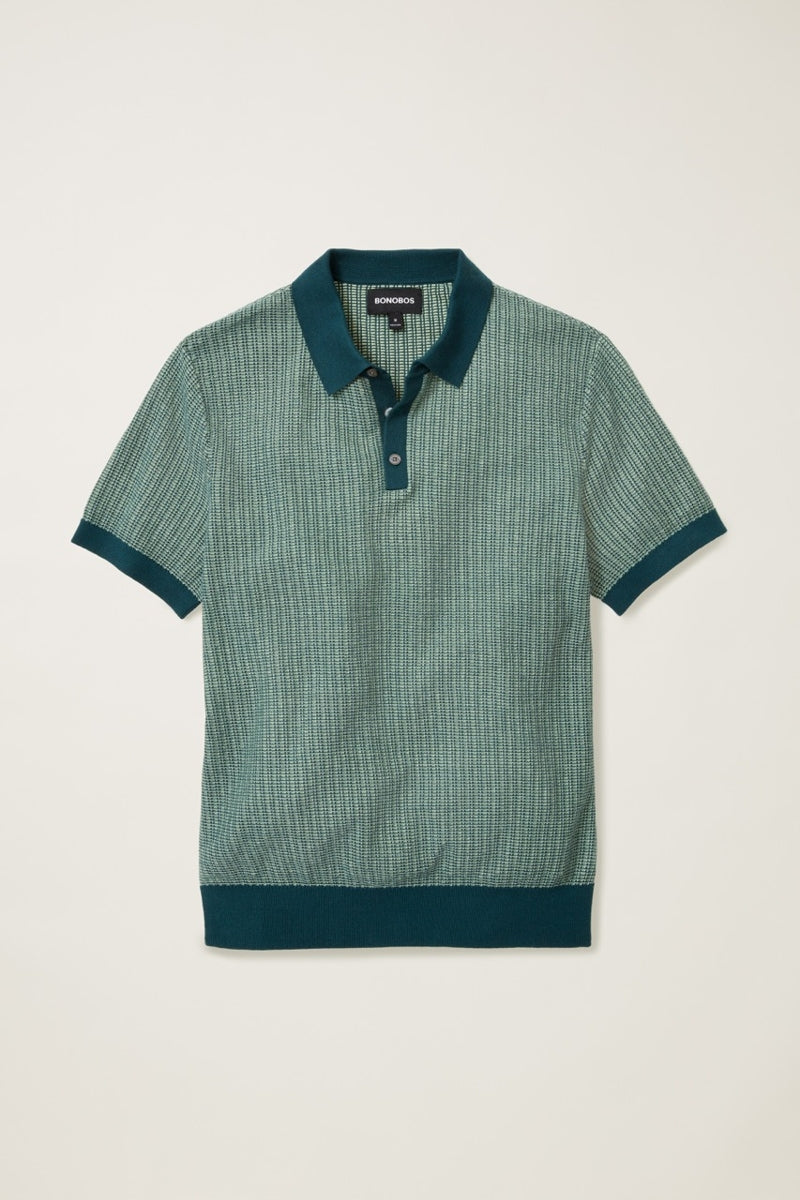 Wholesale,Bonobos, Bonobos Moss Two Tone Textured Sweater Polo, Green, Extra Large-48-TagXL