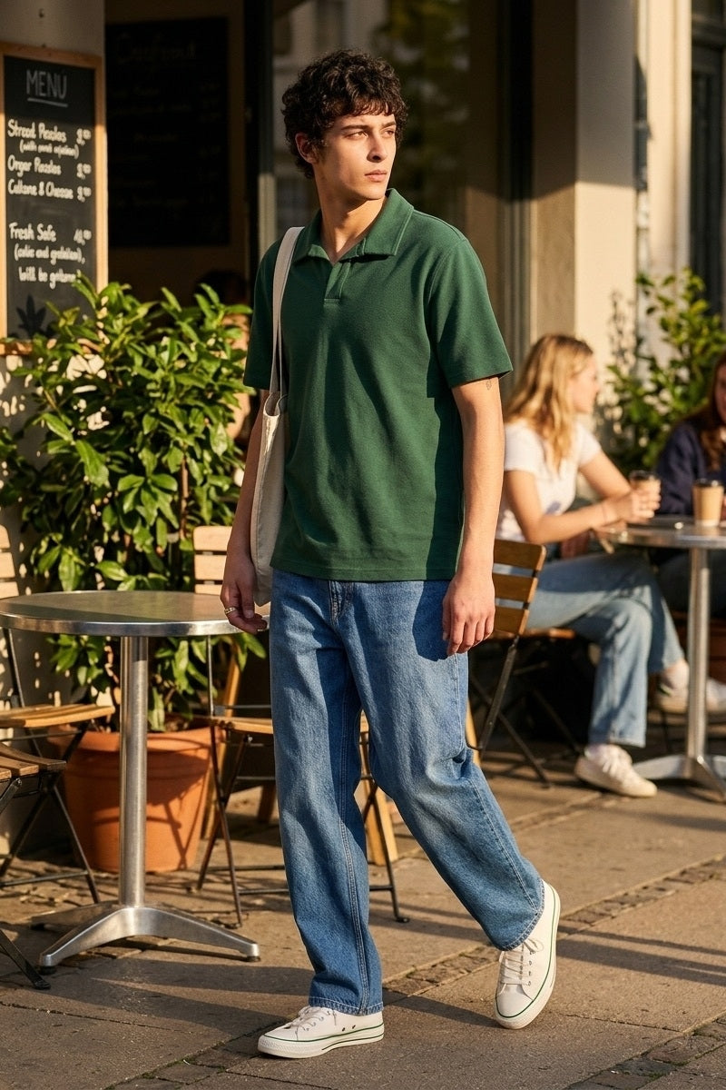 Wholesale,Wax London, Wax London Dark Green Textured Organic Cotton Polo, Green, Medium-43-TagMLarge-45-TagLExtra Large-47-TagXL