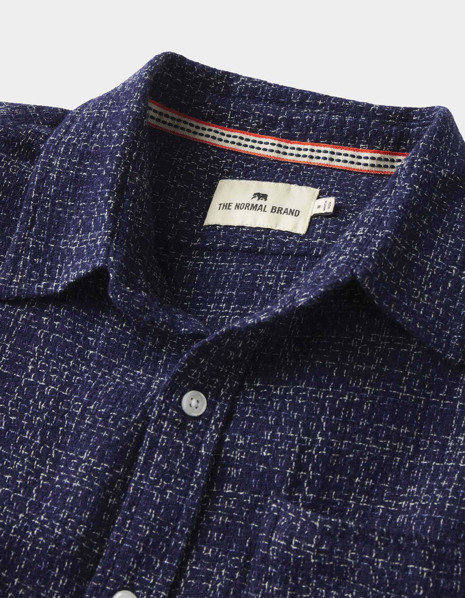Wholesale,The Normal Brand, The Normal Brand Navy Woven Freshwater Short Sleeve Button Up Shirt, Blue, Extra Extra Large-54-TagXXL