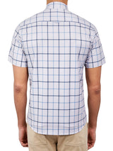 Brooklyn Brigade Blue/Grey Textured Grid Four-way Stretch Short Sleeve Shirt