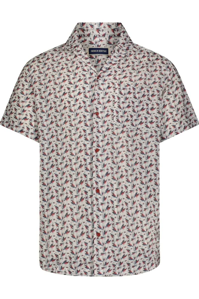 Wholesale,American Heritage, American Heritage Multi Turtle Print Stretch Short Sleeve Shirt, White, Small-41-TagSMedium-44-TagMExtra Large-47-TagLExtra Large-51-TagXL
