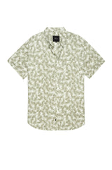 Rails White/Green Palm Leaf Print Short Sleeve Shirt
