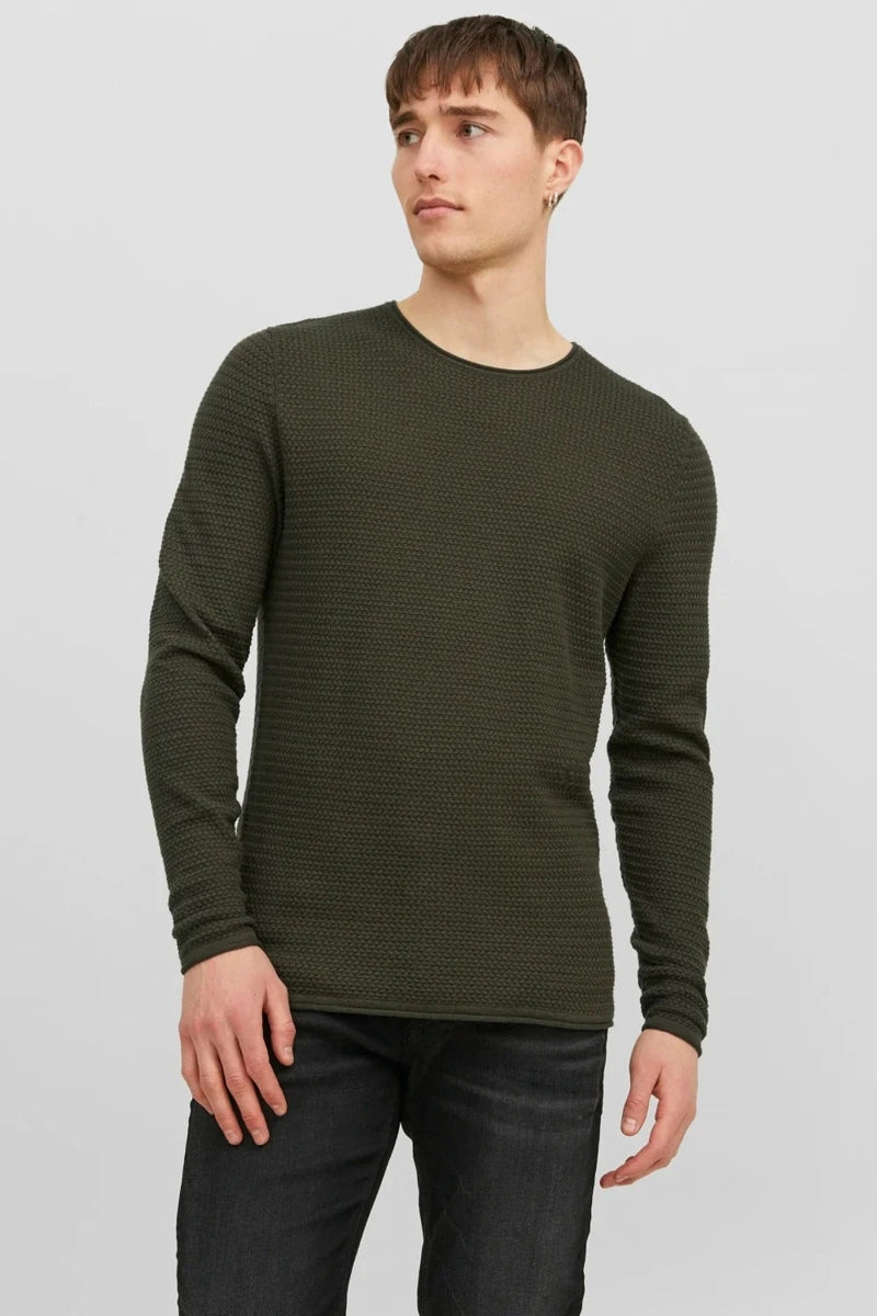 Wholesale,Jack & Jones, Jack & Jones Olive Green Knit Crew Neck Pullover, Green, Large-42-TagL