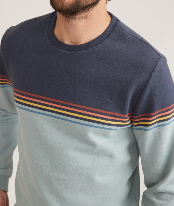 Wholesale,Marine Layer, Marine Layer Blue Colorblock Fleece Crewneck Sweatshirt, Blue, Extra Large-49-TagXLLarge-46-TagLMedium-43-TagMSmall-41-TagSExtra Extra Large-52-TagXXL