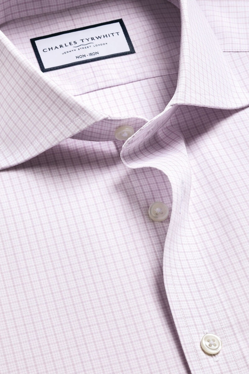Wholesale,Charles Tyrwhitt, Charles Tyrwhitt Lilac Stretch Poplin Check Shirt, Purple, Small-40-Tag15Medium-44-Tag16Extra Large-48-Tag17