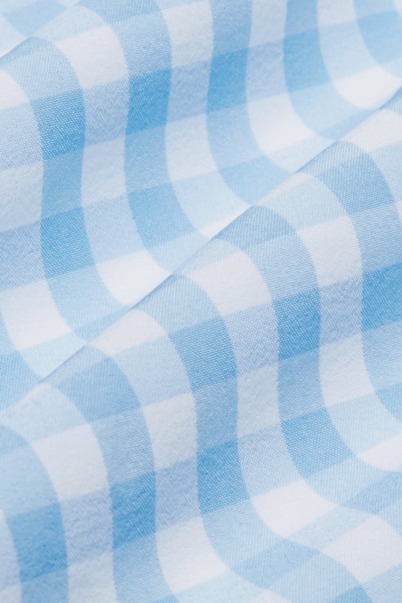 Wholesale,Mizzen + Main, Mizzen + Main Light Blue/White Gingham Trim Dress Shirt, Blue, Small-41-TagSMedium-43-TagMLarge-46-TagLExtra Large-49-TagXL