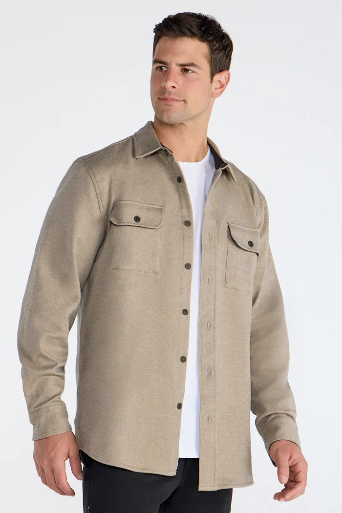 Wholesale,BYLT, BYLT Tan Twill Stretch Shacket, Tan, Extra Large-48-TagXL