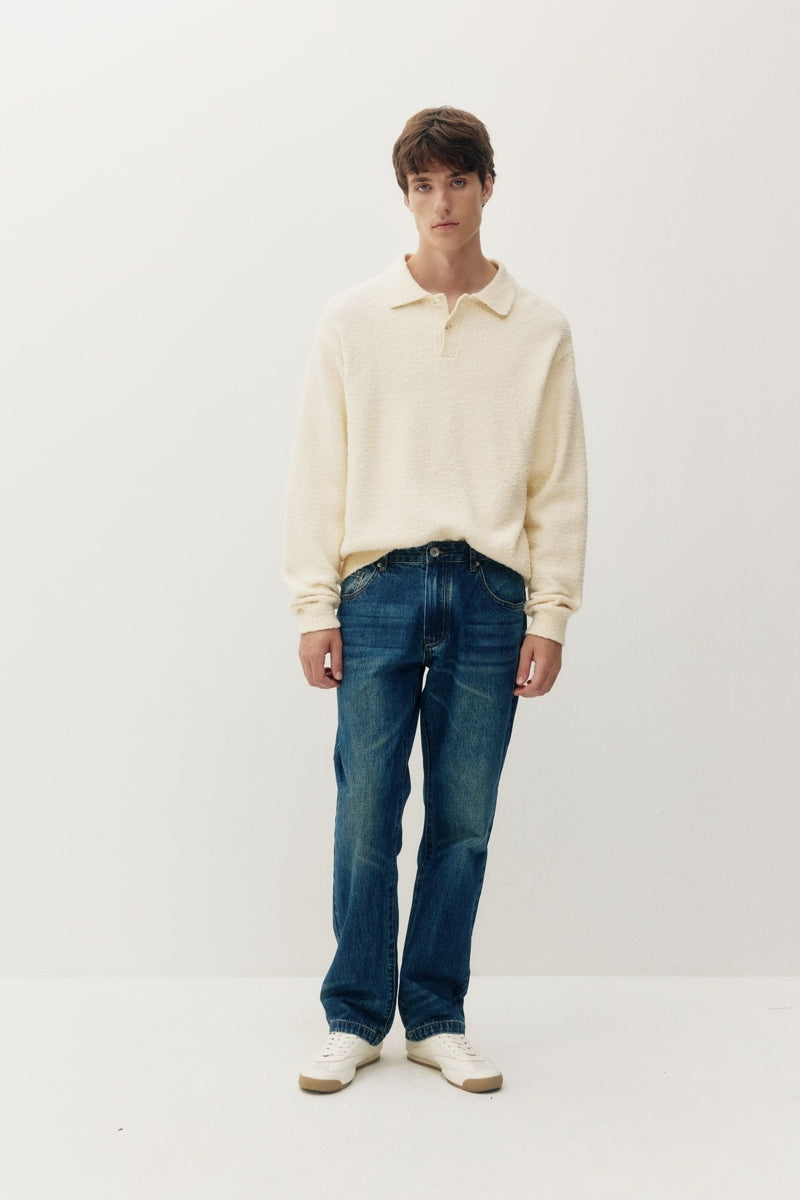 Wholesale,Kuwalla Tee, Kuwalla Tee Cream Bouclé Knit Rib Polo, Cream, Extra Large-50-TagXLExtra Extra Large-52-TagXXLLarge-48-TagLMedium-46-TagMSmall-44-TagS