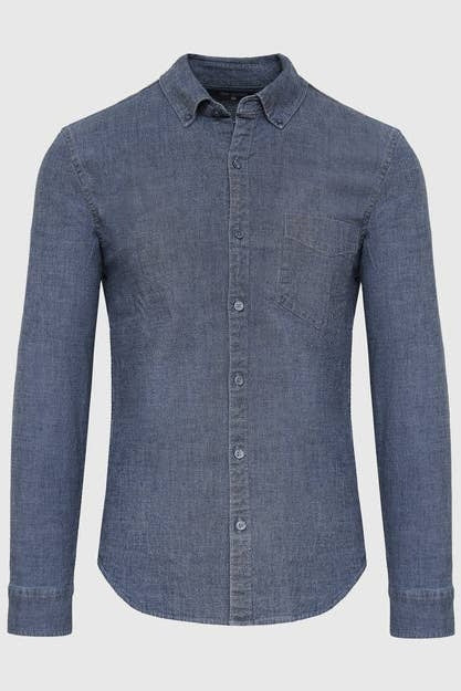 Faire,True Classic, True Classic Chambray Indigo Wash Denim Shirt, Blue, Extra Large-48-TagXL
