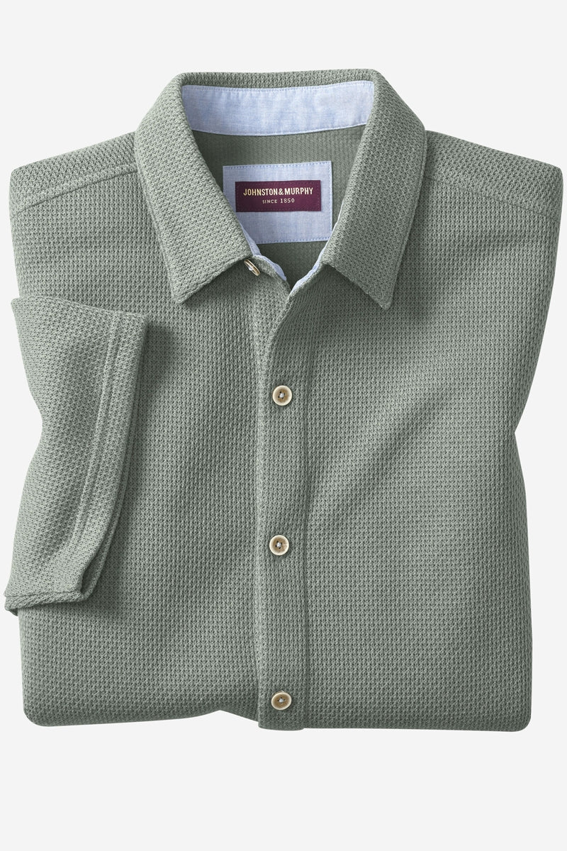 Wholesale,Johnston & Murphy, Johnston & Murphy Sage Linden Textured Shirt, Green, Extra Large-50-TagXLMedium-44-TagMLarge-48-TagL