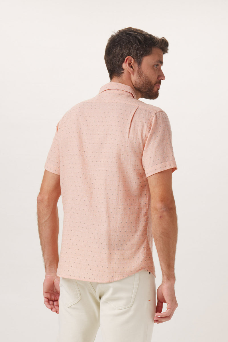 The Normal Brand Pastel Orange Dobby Short Sleeve Button Up Shirt