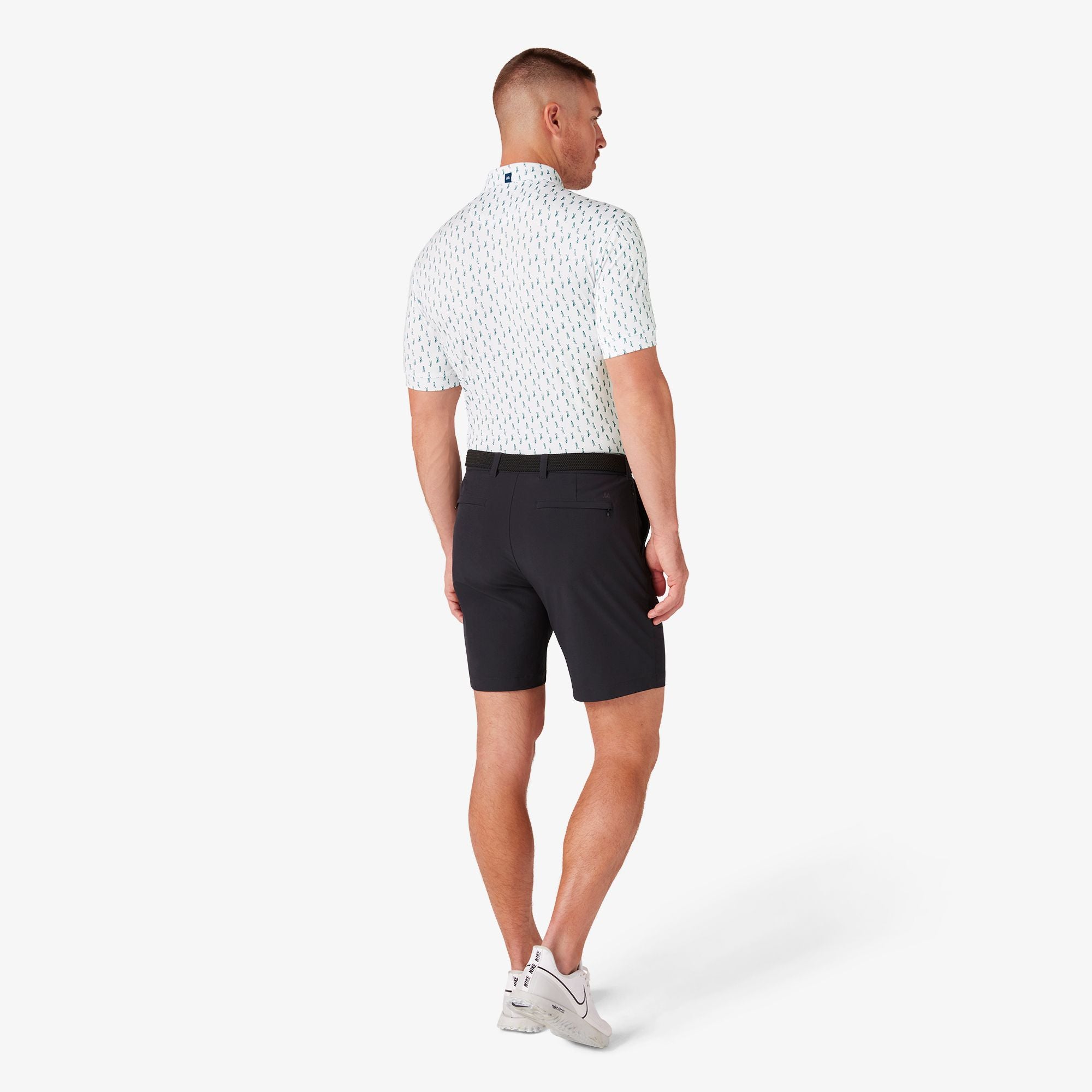 Wholesale,Mizzen + Main, Mizzen + Main White/Green Golf Print Performance Classic Fit Polo, White, Medium-42-TagM