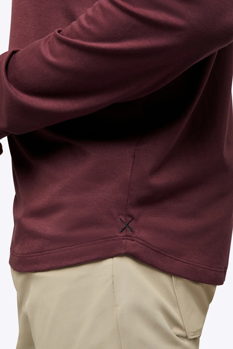 Wholesale,CUTS, CUTS Deep Cranberry Curve-Hem Buttery Soft Henley, Red, Extra Large-45-TagXL