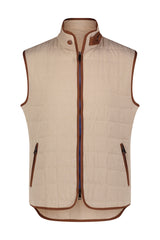 Luchiano Visconti Beige with Brown Contrast Quilted Vest