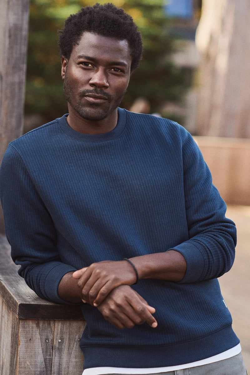 Wholesale,Marine Layer, Marine Layer Navy Corbet Vertical Quilted Sweatshirt, Blue, Extra Large-50-TagXL