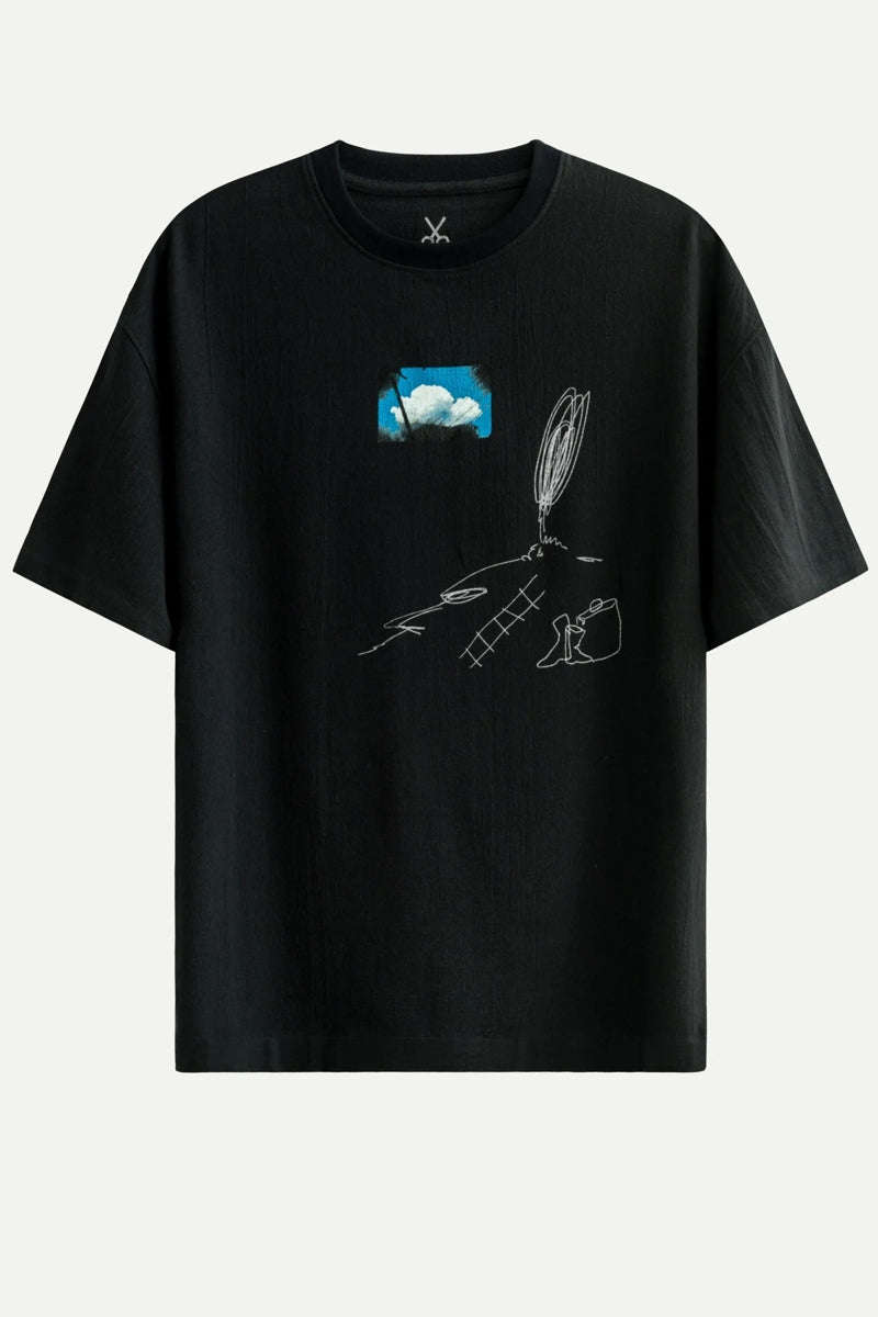 Wholesale,KAFT, KAFT Black Sketch Textured T-Shirt, Black, Large-49-TagL