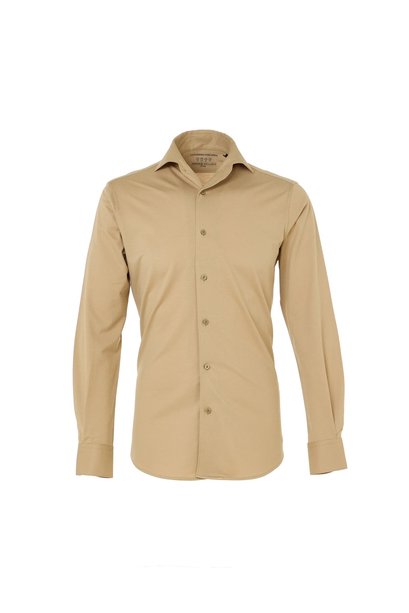 Wholesale,Luchiano Visconti, Luchiano Visconti Tan Performance Stretch Shirt, Tan, Medium-43-TagMLarge-46-TagLExtra Extra Large-52-TagXXL