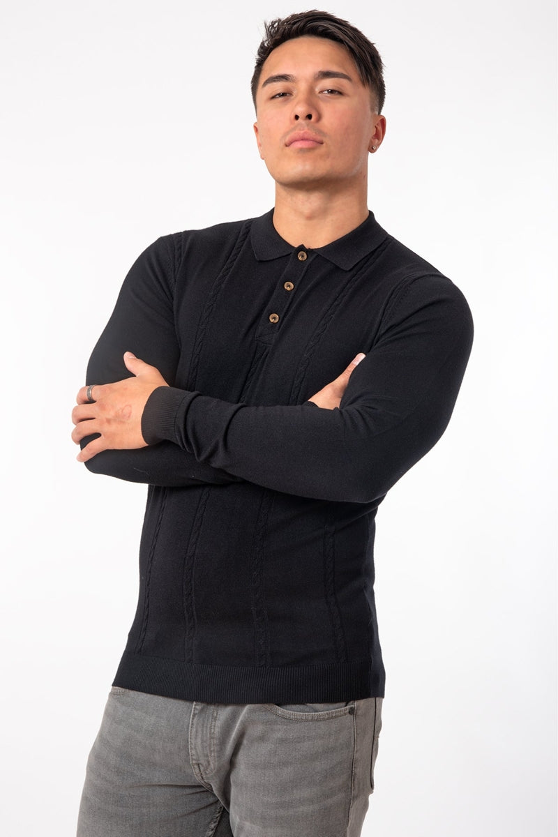 Other,Soulstar, Soulstar Black Knitted Polo, Black, Extra Large-42-TagXL