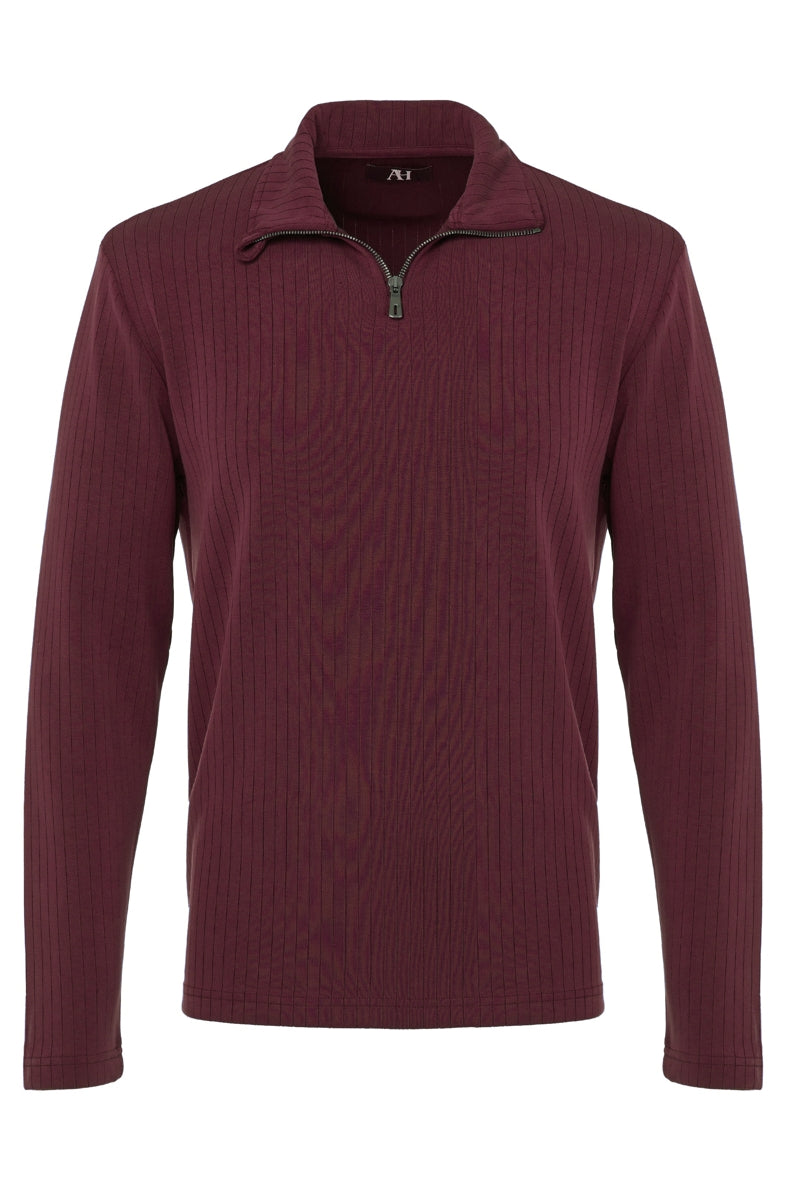 Wholesale,American Heritage, American Heritage Burgundy Ribbed Stripe Qtr Zip, Purple, Large-44-TagL