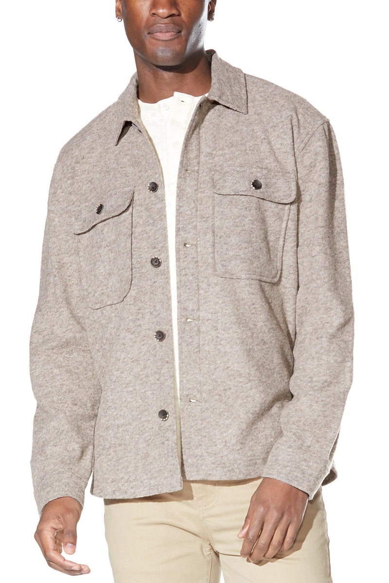 Wholesale,Civil Society, Civil Society Heather Khaki Jersey Knit Shacket, Tan, Extra Large-50-TagXL