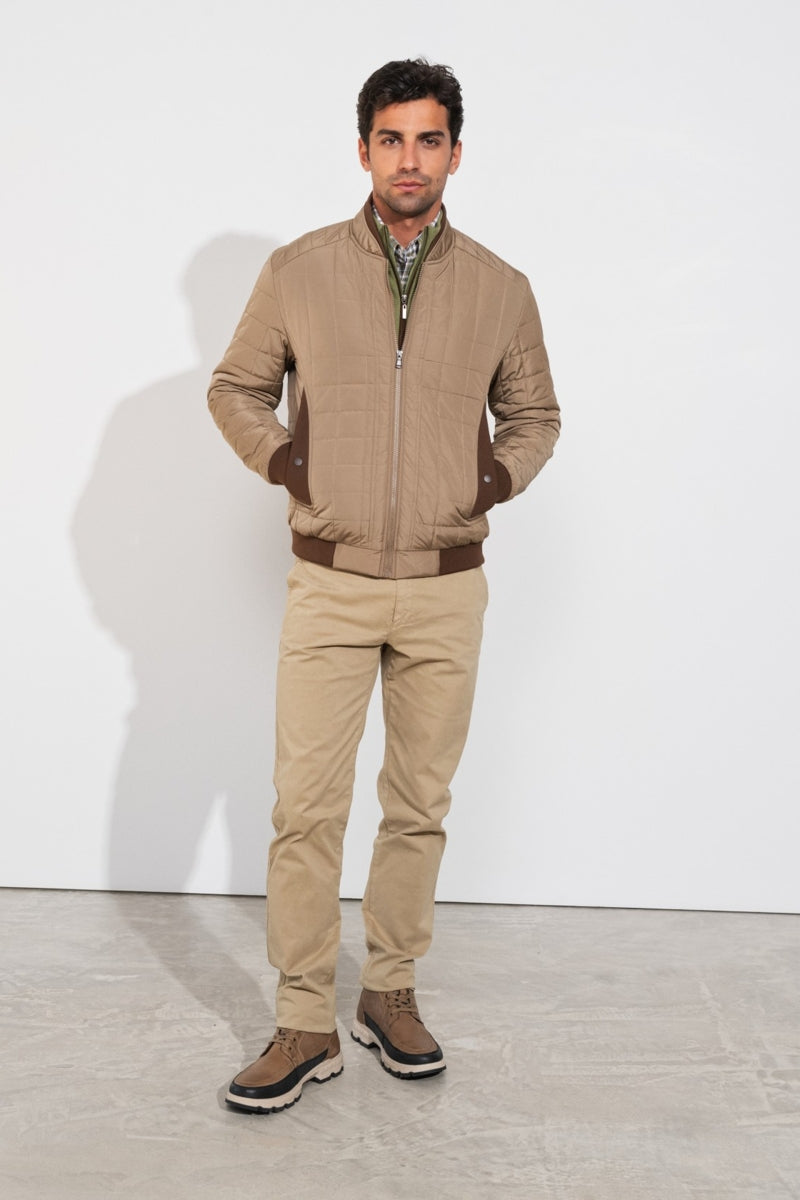 Faire,SMF, SMF Tan with Brown Contrast Padded Jacket, Tan, Small-42-TagSLarge-44-TagLMedium-43-TagM