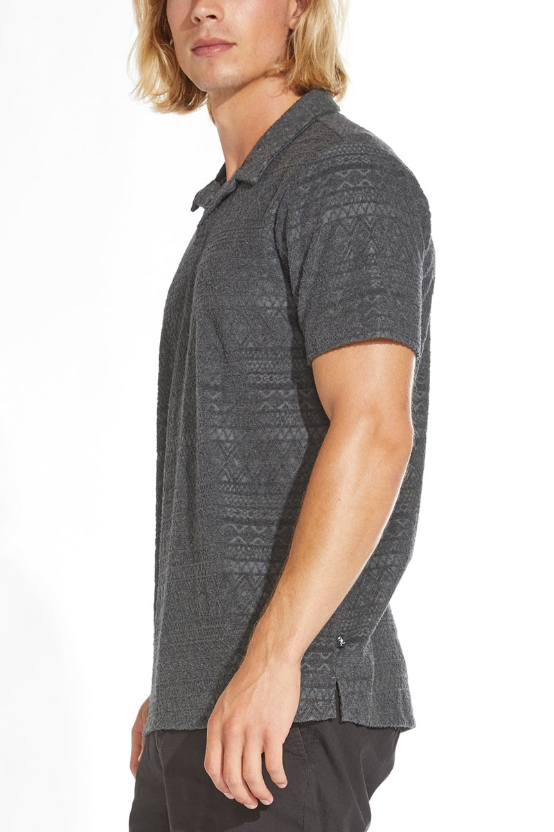 Wholesale,Civil Society, Civil Society Heather Dark Charcoal Jacquard Short Sleeve Resort Polo, Grey, Extra Extra Large-49-TagXXL