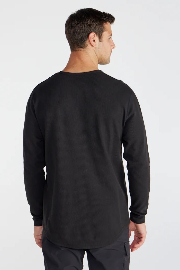 Wholesale,BYLT, BYLT Black Thermal Drop-Cut Henley, Black, Medium-40-TagM