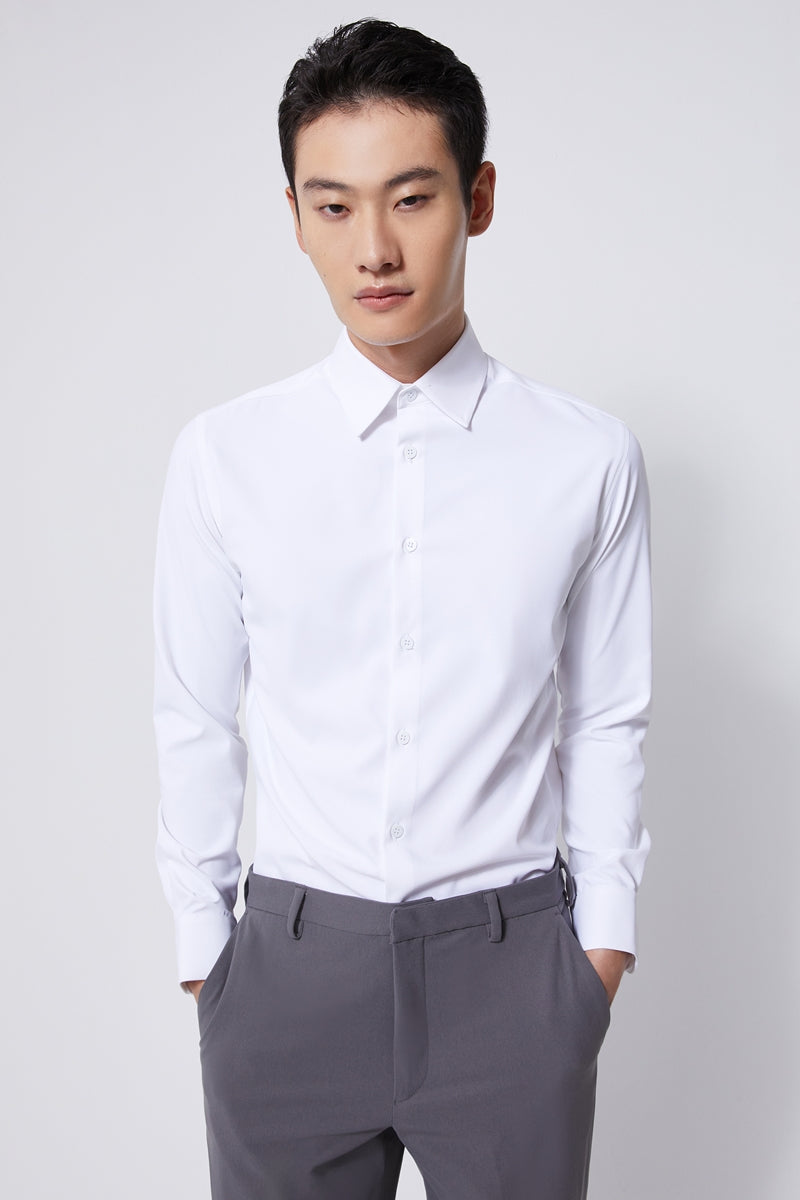 Direct From Brand,FYNE, FYNE White Anti-UV Function Long Sleeve Button Up Shirt, White, Medium-42-TagL