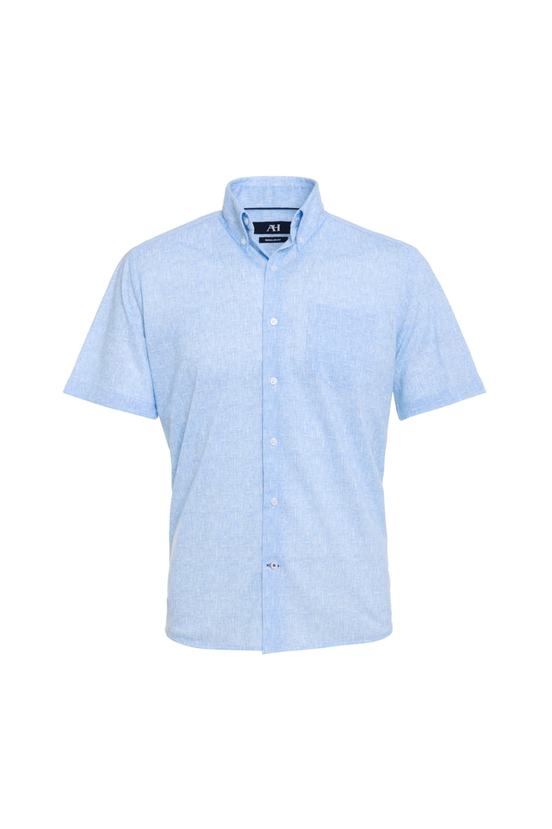 Wholesale,American Heritage, American Heritage Melange Sky Double Faced Knit Shirt, Blue, Small-42-TagSMedium-44-TagMLarge-47-TagLExtra Large-50-TagXLExtra Extra Large-54-TagXXL