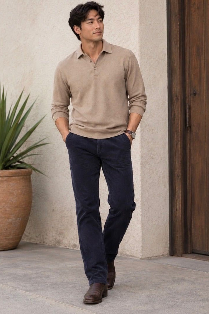 Wholesale,Mason Cruz, Mason Cruz Tan Solid Performance Long Sleeve Polo, Tan, Small-42-TagSMedium-44-TagMLarge-46-TagLExtra Large-48-TagXLExtra Extra Large-50-TagXXL