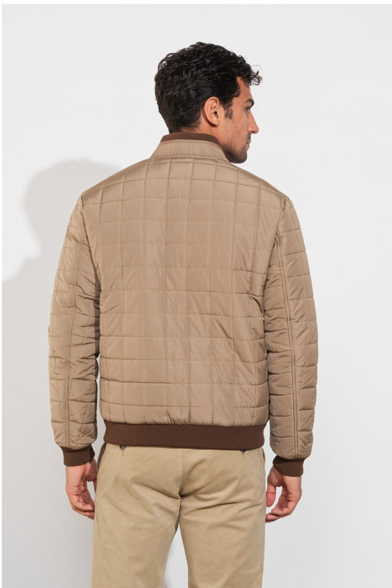 Faire,SMF, SMF Tan with Brown Contrast Padded Jacket, Tan, Large-44-TagL