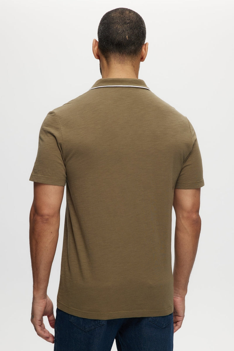 Faire,Julian & Mark, Julian & Mark Olive Slub Jersey Enzyme Wash Polo, Green, Medium-41-TagM